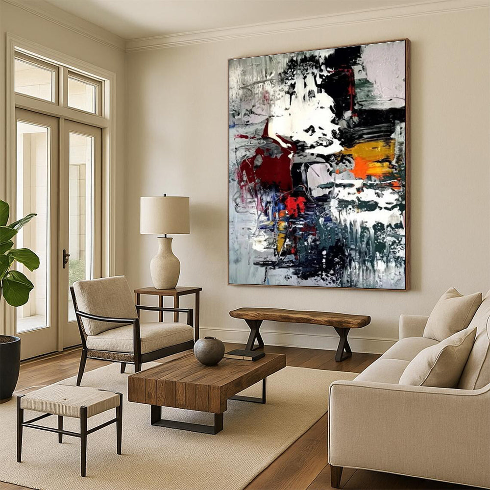 Colorful Dynamic Abstract Painting with Energetic Brushstrokes ADGE391