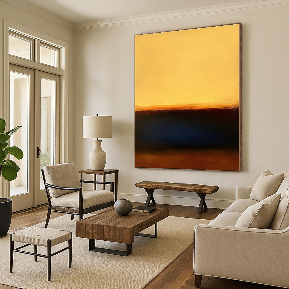 Yellow and Orange Abstract Painting with Calm Simplicity GER543