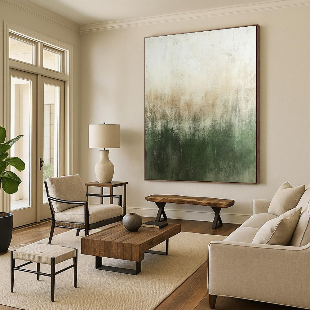 Green and Brown Abstract Painting with Subtle Transitions GER439
