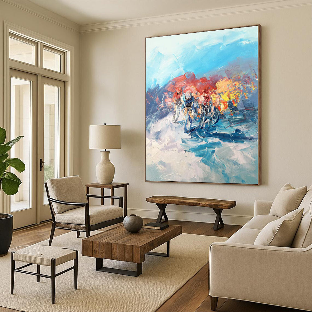 Cycling Race Abstract Painting with Dynamic Colors ADGE532