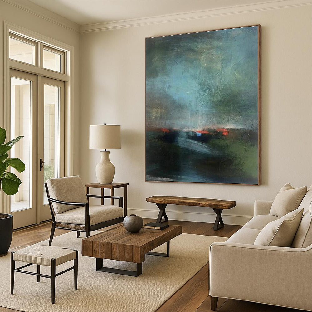 Custom - Themed Handmade Abstract Canvas for Cottage Office & Hallway DLZ1415