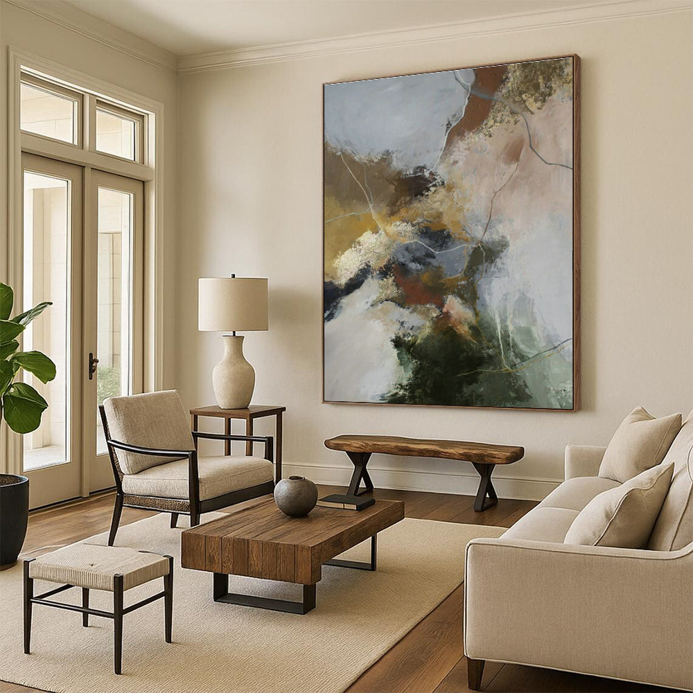 Oversized Tailored Hand-Painted Abstract Mural for Bedroom & Office DLZ1011