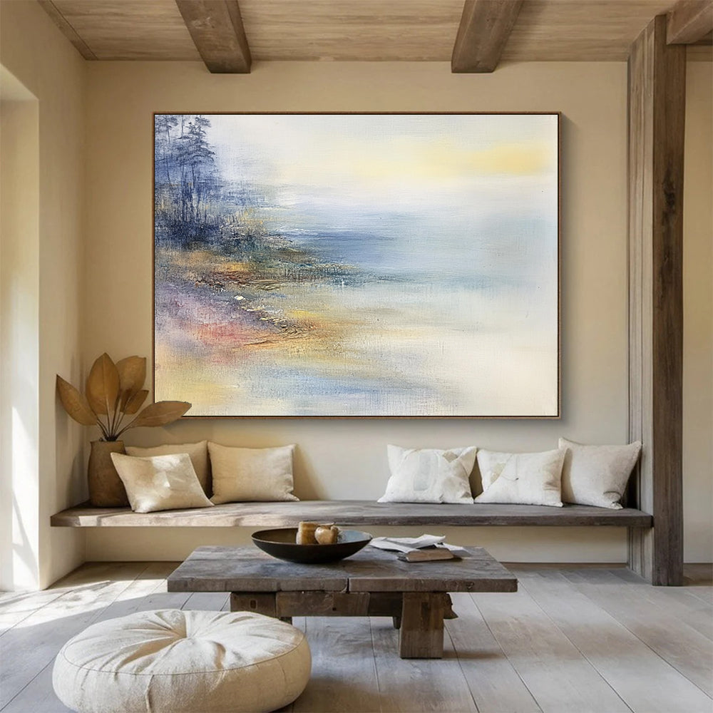 Misty Coastal Abstract Painting with Soft Hues DYP269