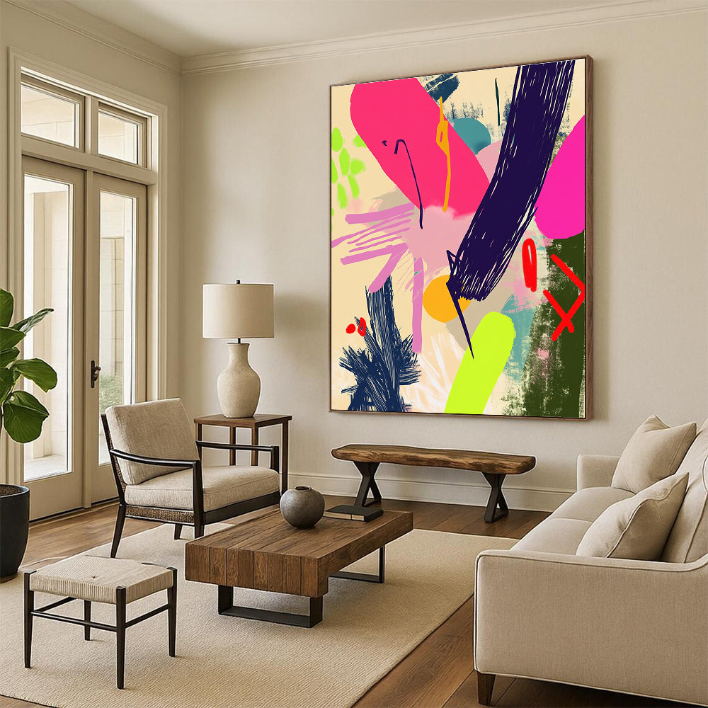 Neon - Hued Abstract with Pink, Purple, and Neon Green GER313