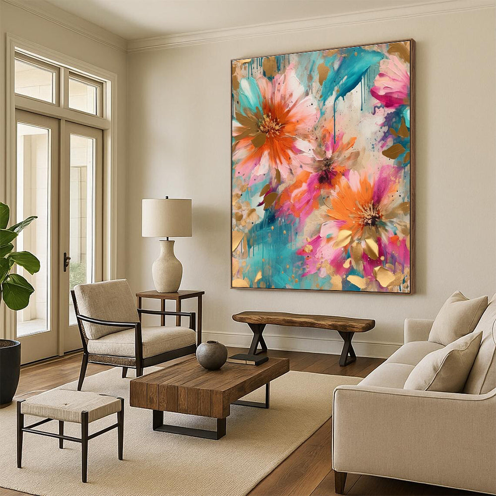 Hand-Painted Abstract Canvas for Cottage Living Room & Office DLZ2298