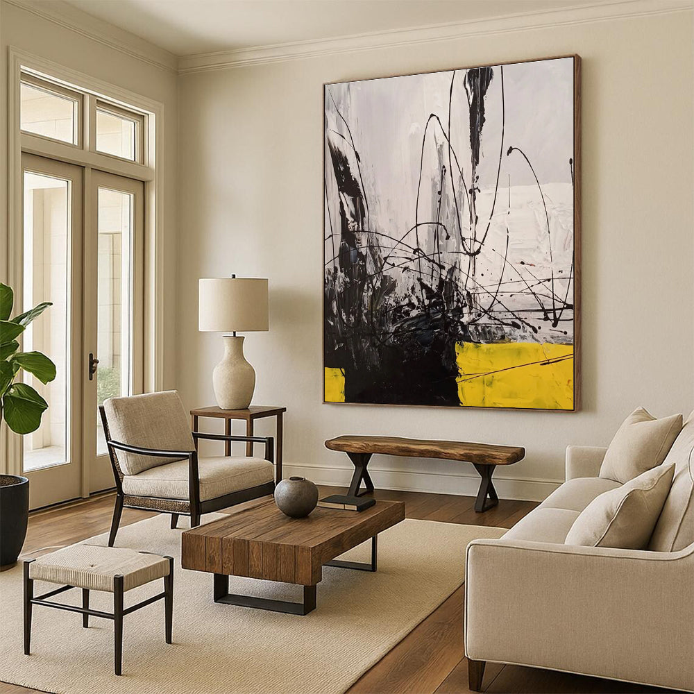 Black - line Dynamic Abstract Painting for Bold Interiors ADGE053