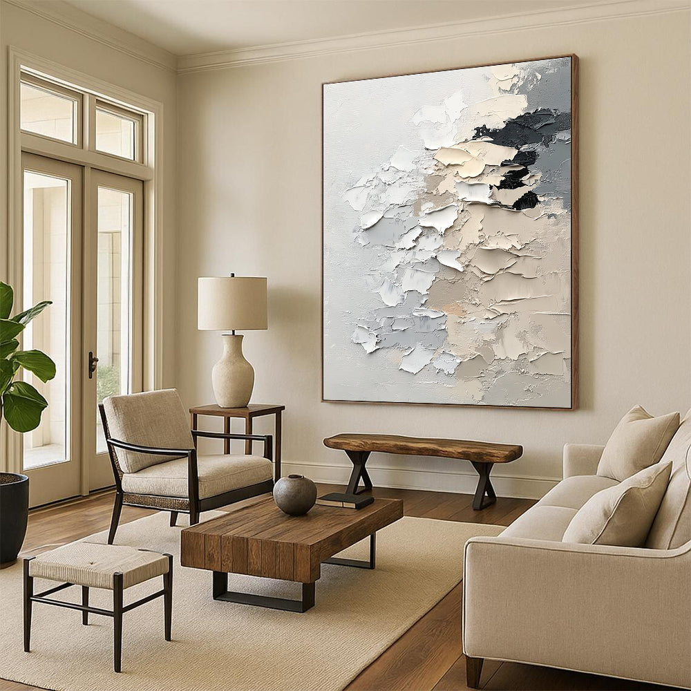 Neutral Textured Abstract Painting with Muted Tones GER607