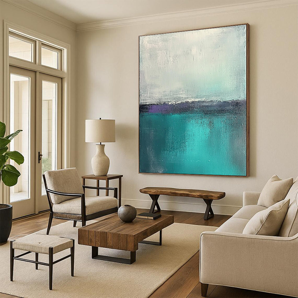 Teal and Purple Abstract Painting with Subtle Gradients GER460