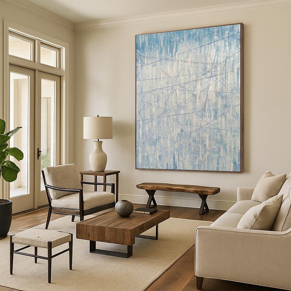 Large Hand - Painted Abstract Art for Hallway and Cottage Entryway DLZ0772