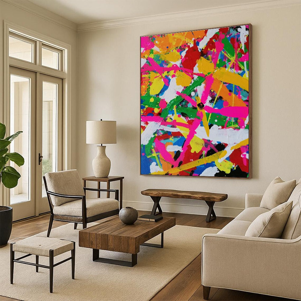 Mega-Dimensioned Hand-Painted Abstract Wall Hanging for Cottage Office & Living Room DLZ1267