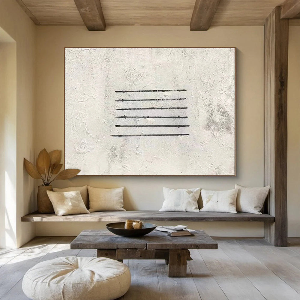 Simple Linear Abstract Painting with Black and White THY264