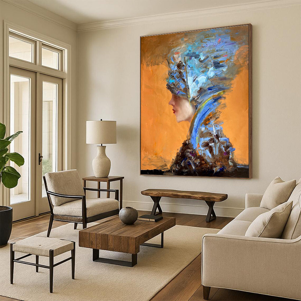 Colorful Headpiece Figure Abstract Painting ADGE348