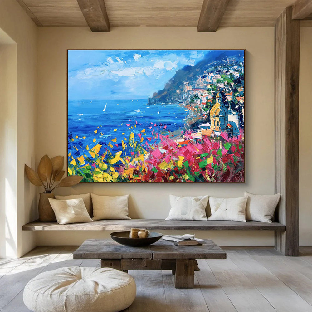 Colorful Amalfi Coast Abstract Painting THY429