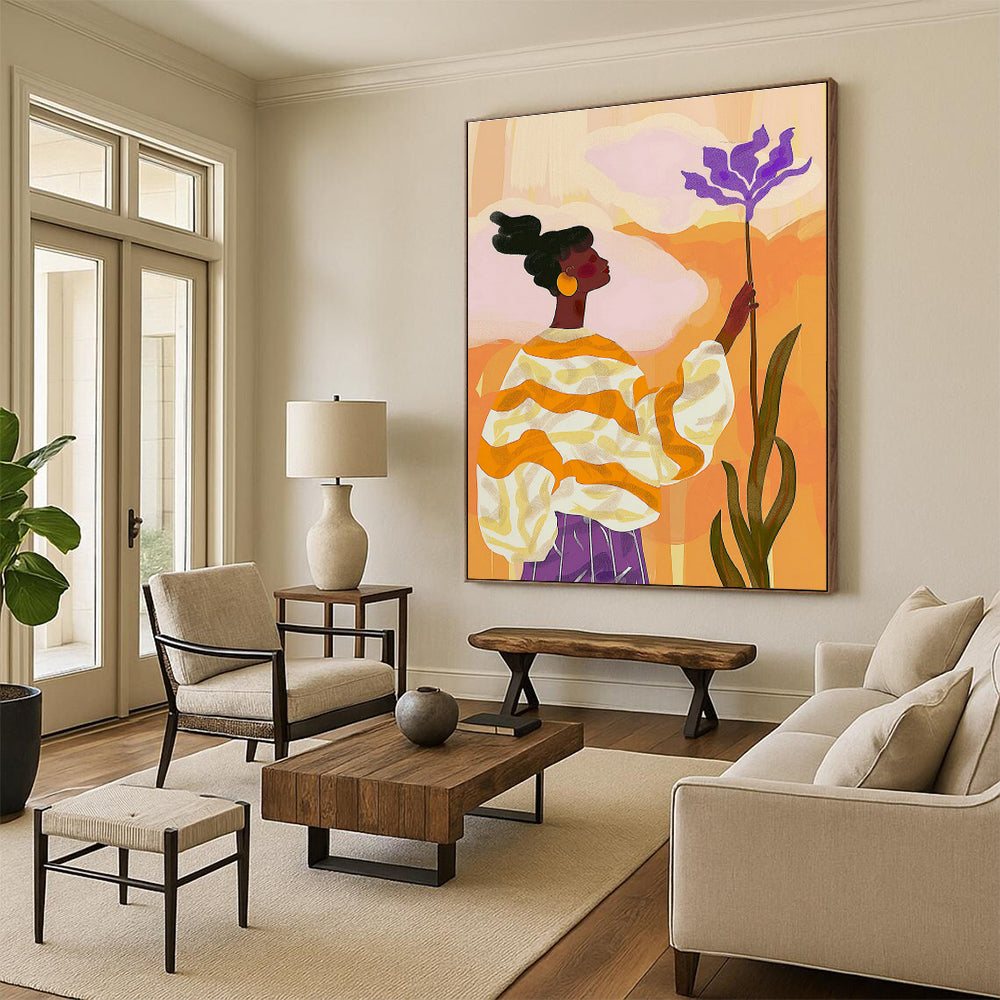 Oversized Hand - Painted Abstract Art for Office Cubicle Partitions & Entryway Mirror Frames DLZ0695