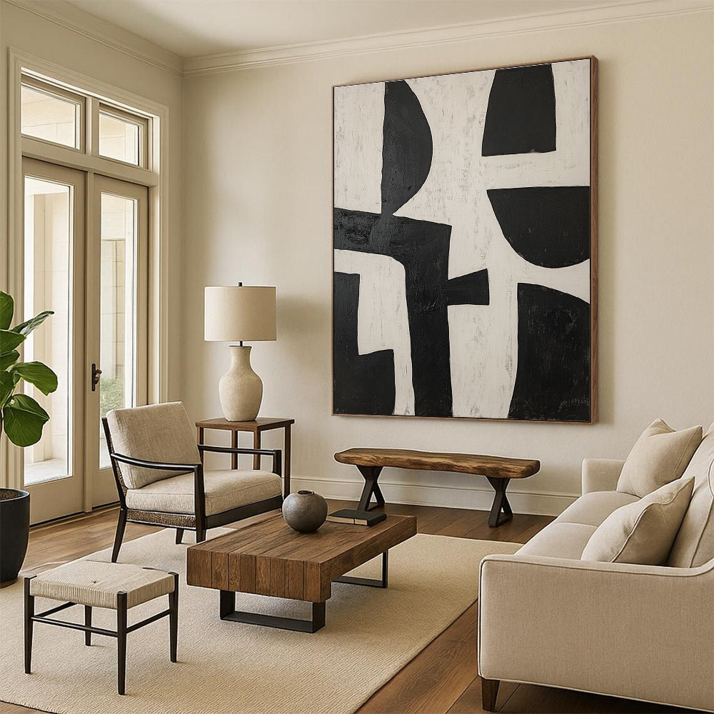 Minimalist Black and White Geometric Abstract Art GER238