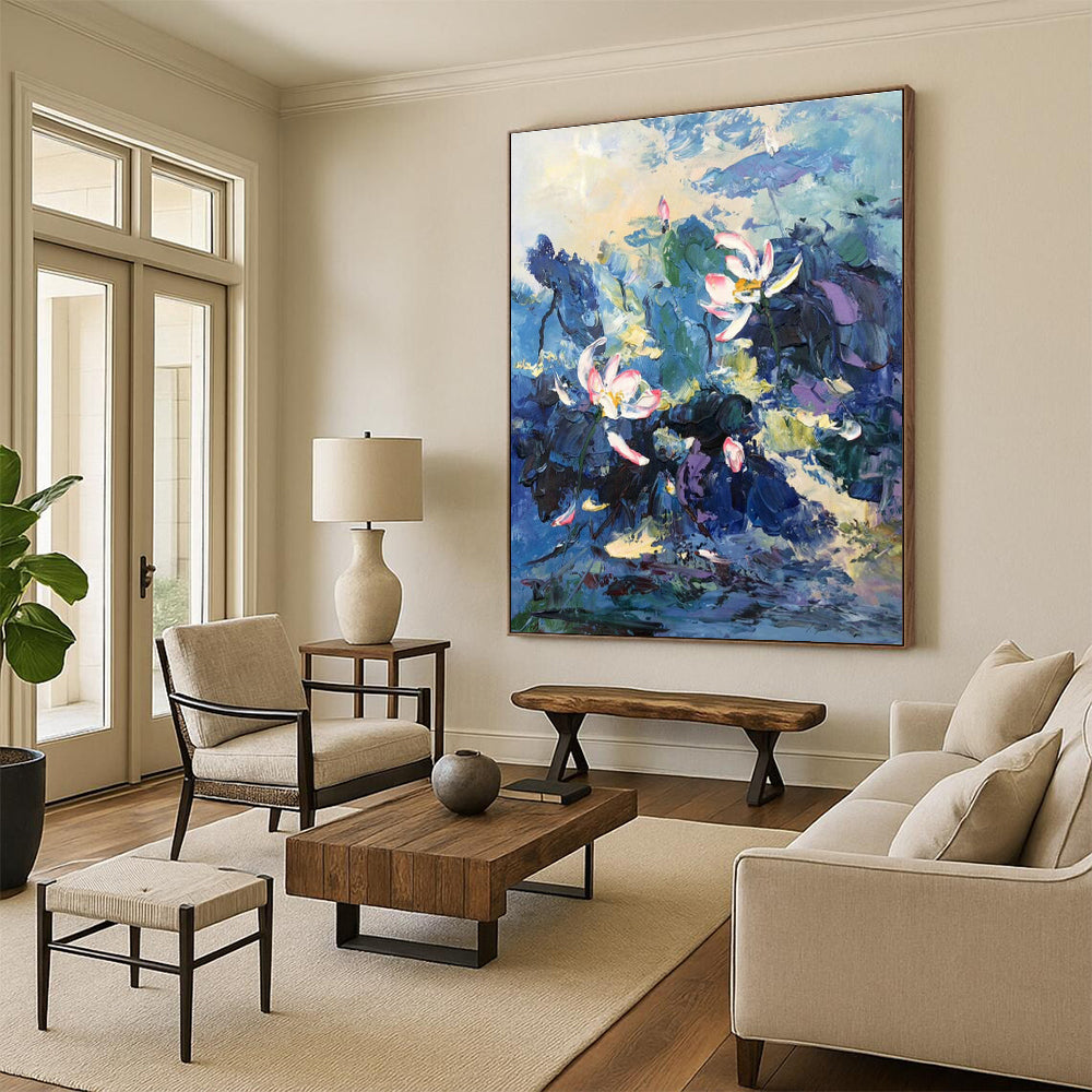 Extra-Large Hand-Painted Abstract Canvas for Cottage Bedroom & Living Room DLZ1305