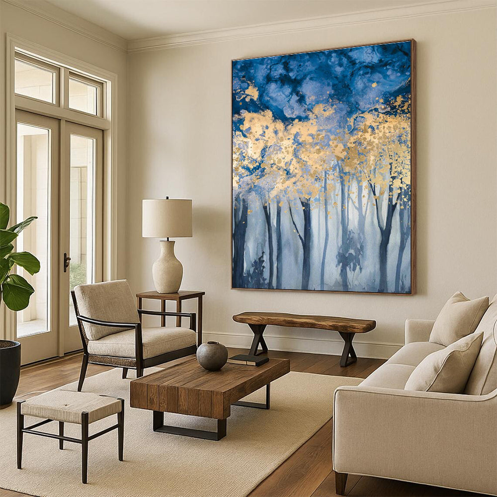 Extra - Vast Hand - Painted Abstract Canvases for Bedroom Window Seat Niche Floorboards & Cottage Hallway Storage Bench Footrests DLZ0943