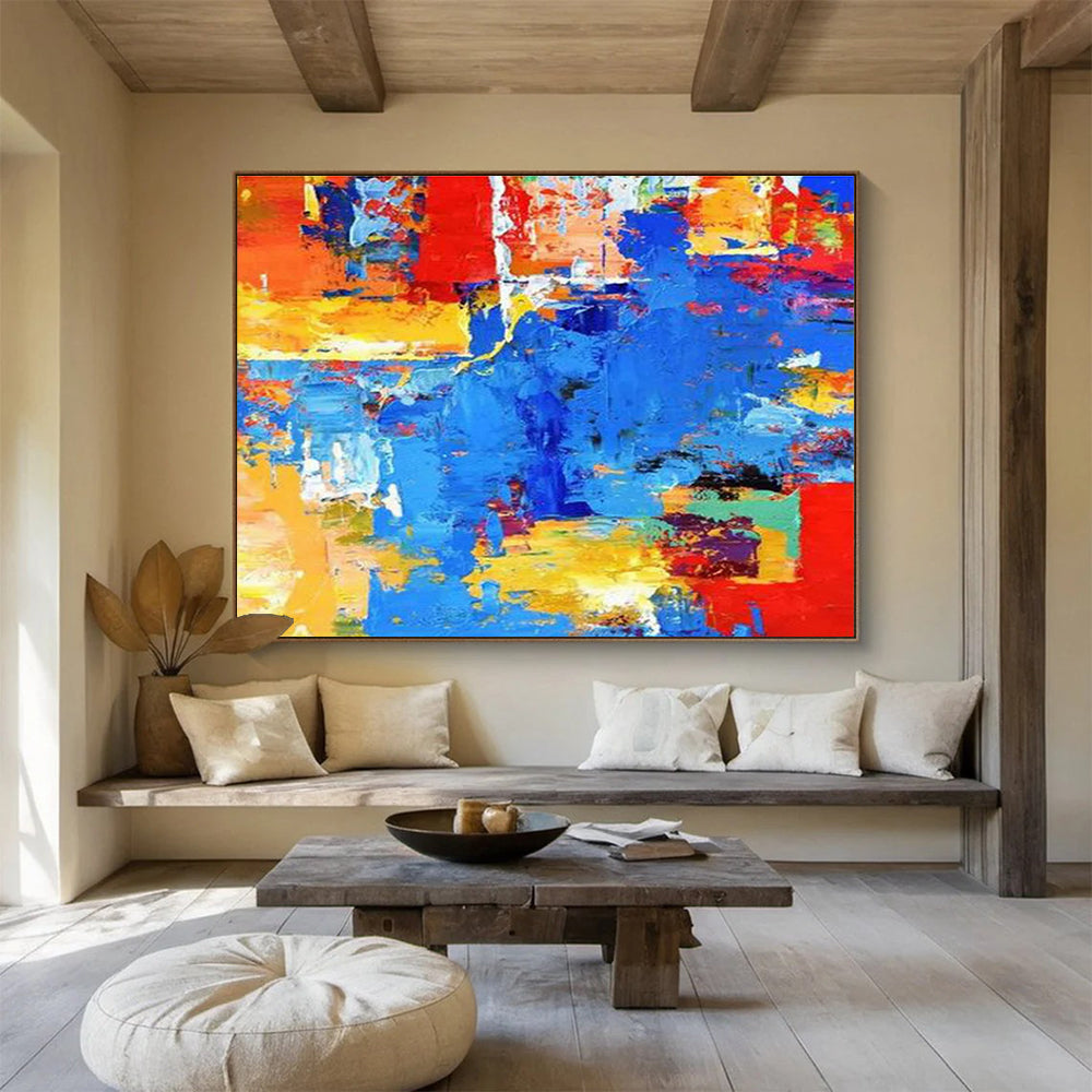 Bold Color Block Abstract Painting with Primary and Secondary Shades THY282