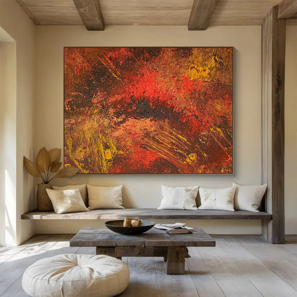 Red Brown Textured Abstract Painting with Ear THY Tones THY332