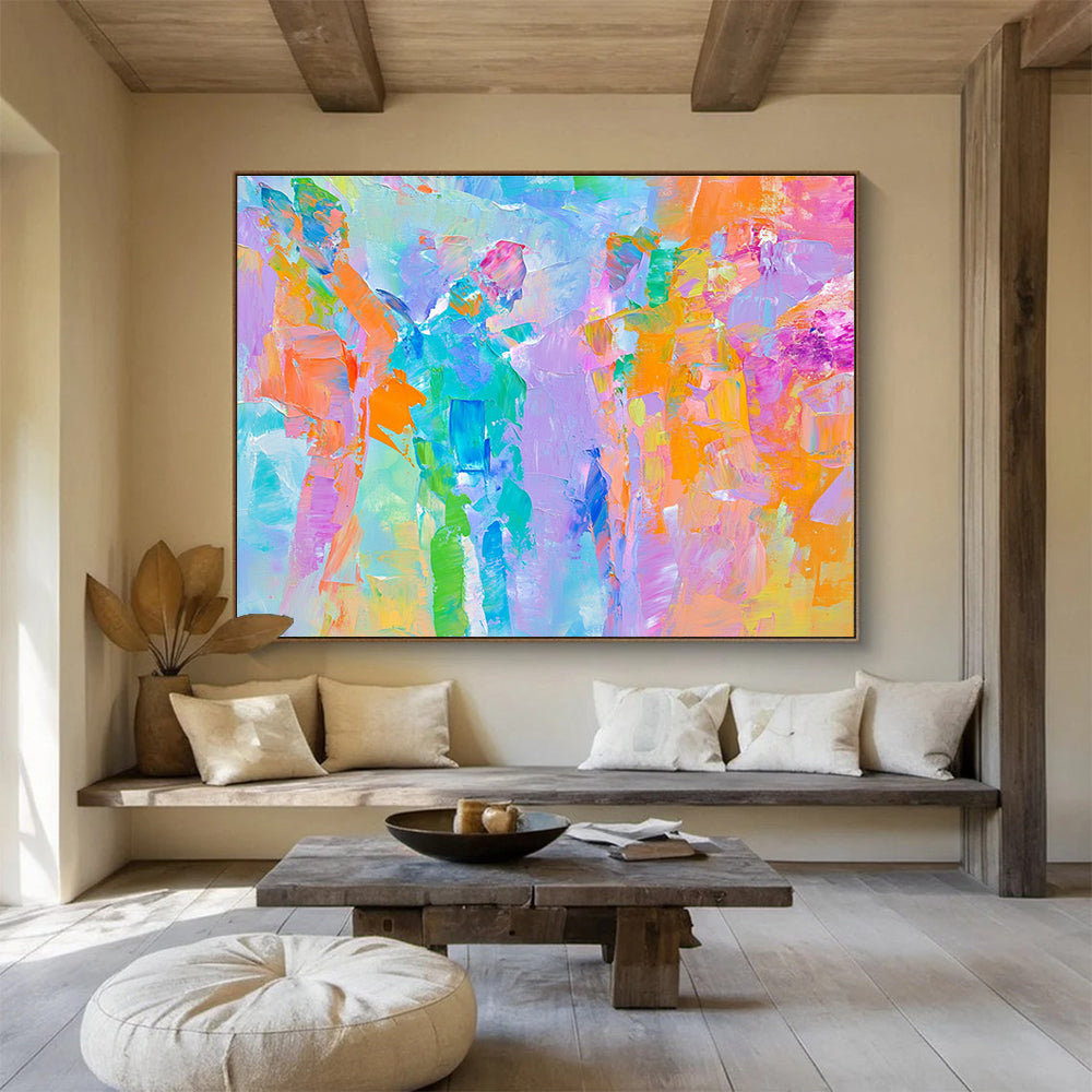 Colorful Patchwork Abstract Painting with Bright and Diverse Hues DYP344