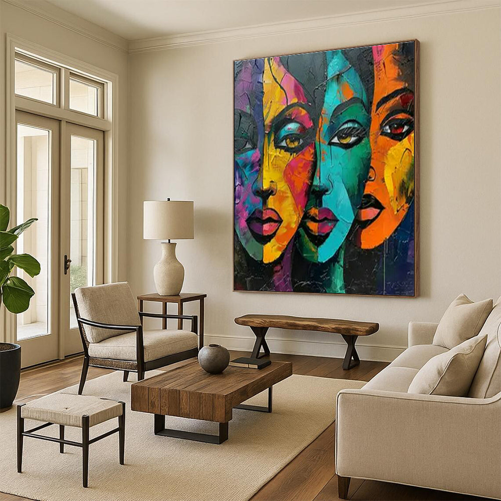 Original Hand-Painted Abstract Painting for Living Room Curio Cabinet Wall & Bedroom Hat Display Niche DLZ1740