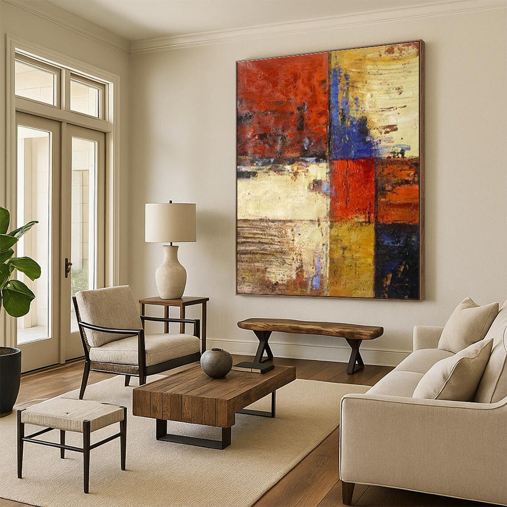 Roomy, Weathered - Effect Custom Hand - Painted Abstracts for Cottage Rusticity DLZ0464