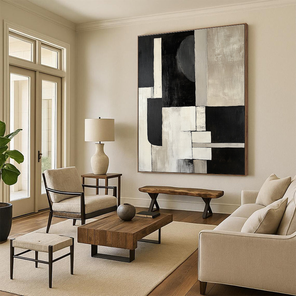 Geometric Neutral Abstract Painting with Clean Lines GER532