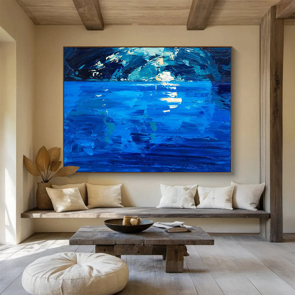 Moonlit Sea Reflection Abstract Painting THY448