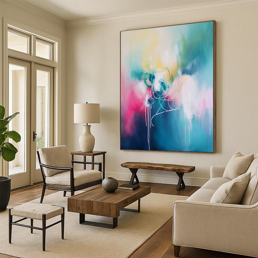 Colorful Abstract Swirl Painting with Fluid Lines GER815
