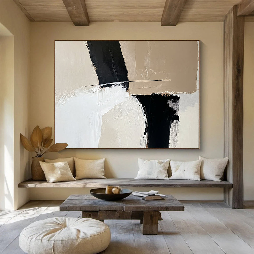 Monochromatic Geometric Shapes Abstract Painting DYP092