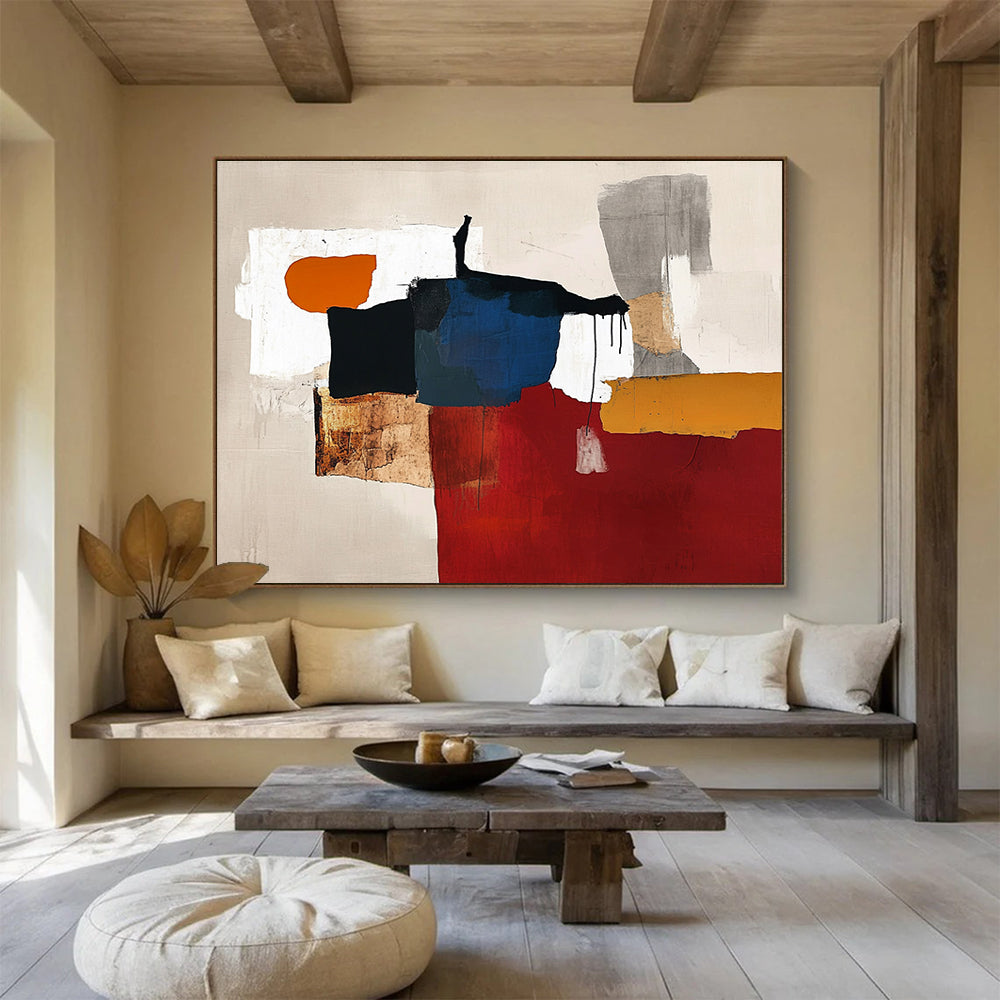 Mixed Color Block Abstract Painting with Eclectic Shapes DYP487