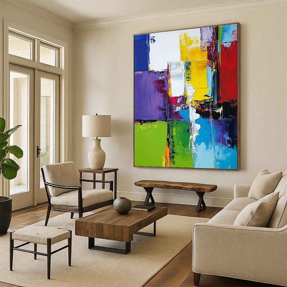 Colorful Block Abstract Painting with Bold Color Palette GER513
