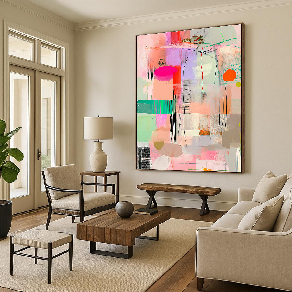 Playful Abstract with Bright Shapes and Thin Lines GER277