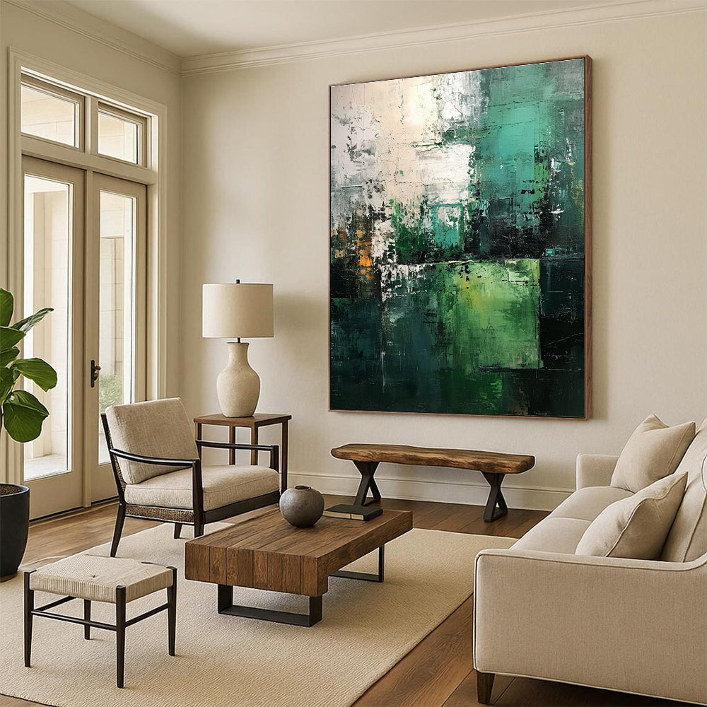 Green Blue White Abstract Painting ADGE031