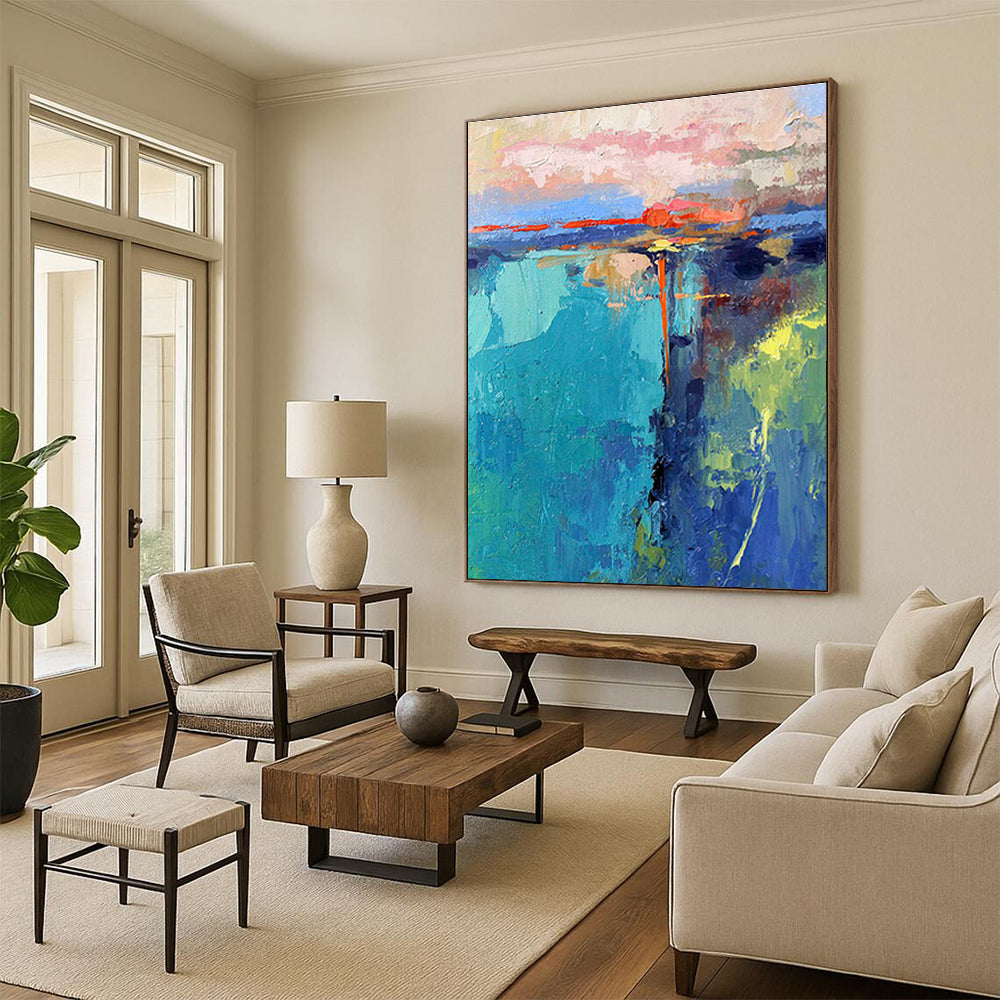 Monumental Custom Hand-Painted Abstract Art for Bedroom & Entryway DLZ1037