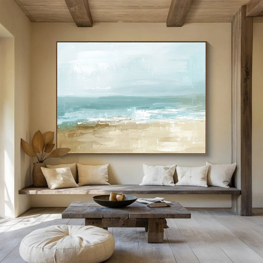 Light Blue and Beige Beach Abstract Painting DYP136