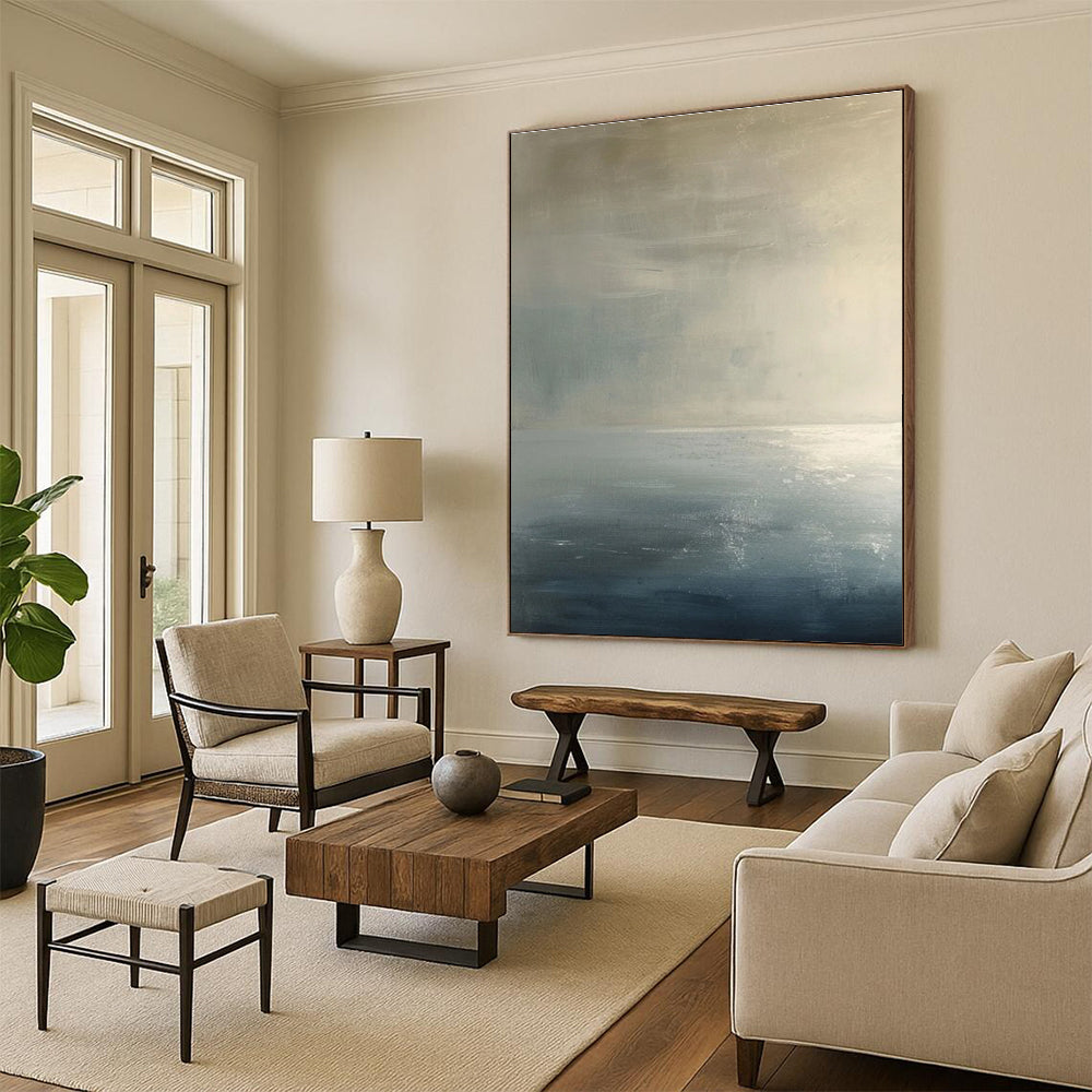 Subtle Light - toned Abstract Painting with Gray and Beige ADGE299