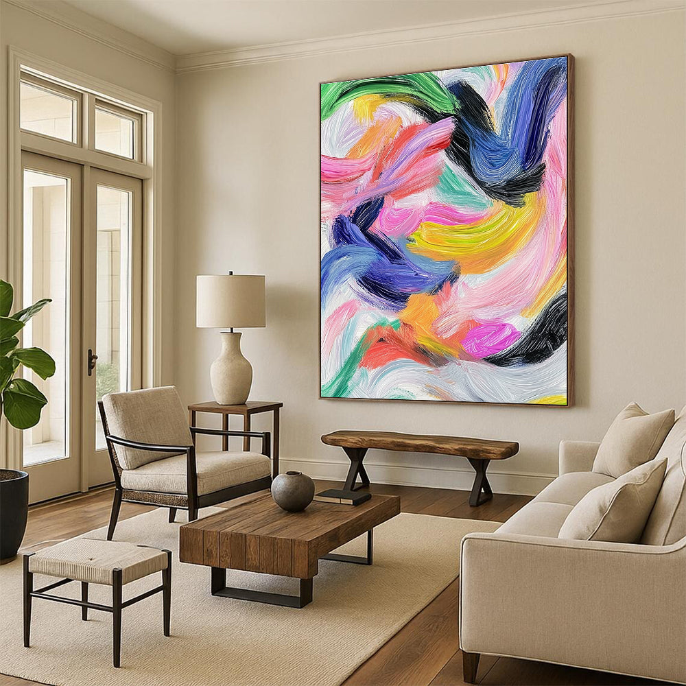 Vibrant Color Swirl Abstract Painting with Bold Brushstrokes GER231