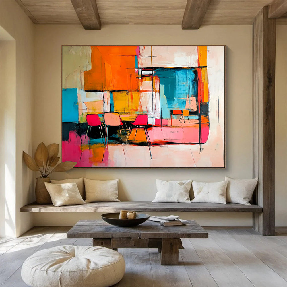 Colorful Interior Abstract Painting with Vibrant Shades DYP500