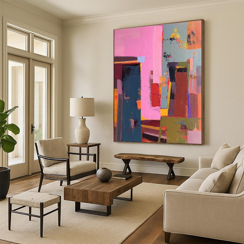 Colorful Block - style Abstract Painting for Modern Spaces ADGE050