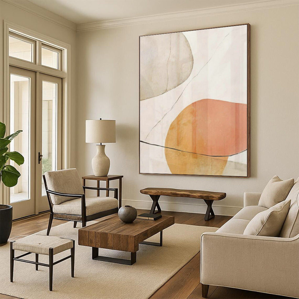 Oversized Custom Hand-Painted Abstract Canvas for Office Reception and Cottage Hallway Bicycle Storage Niche DLZ1958