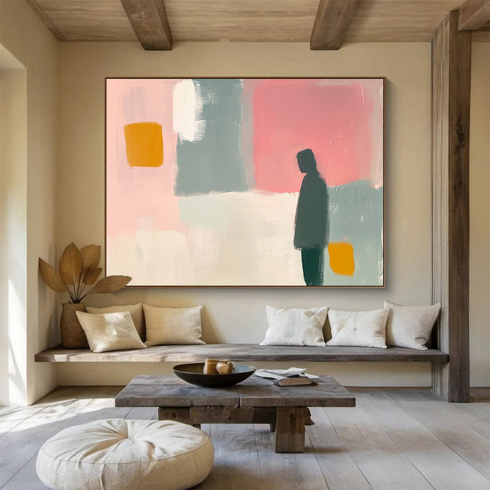 Solitary Figure Abstract Painting with Muted Tones DYP538