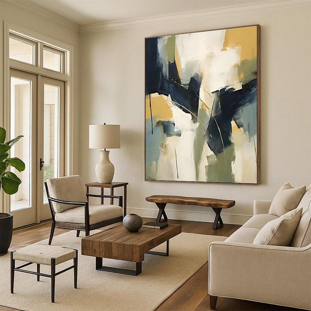 Custom Hand-Painted Abstract Wall Art for Cottage Bedroom Wardrobe Interior and Living Room Cabinetry Backs DLZ1714