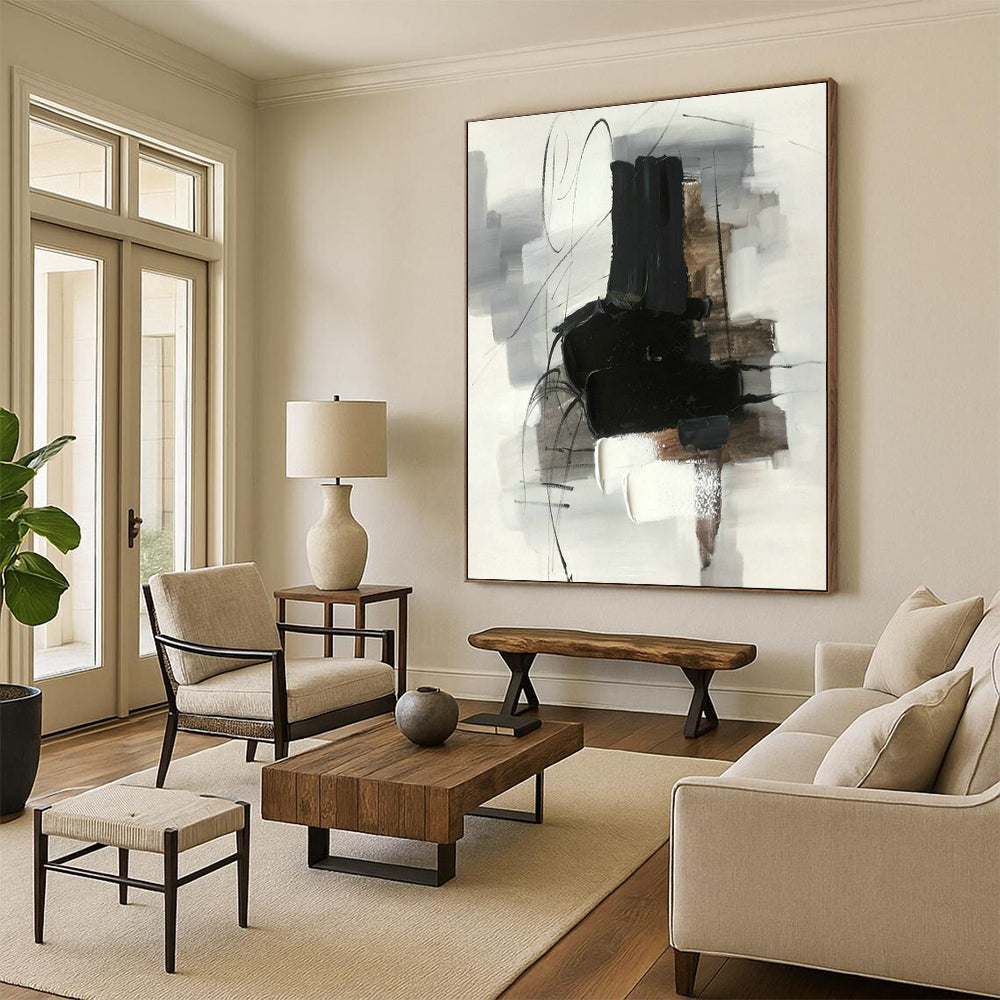 Oversized Hand-Painted Abstract Canvas for Dining Room & Entryway DLZ1287