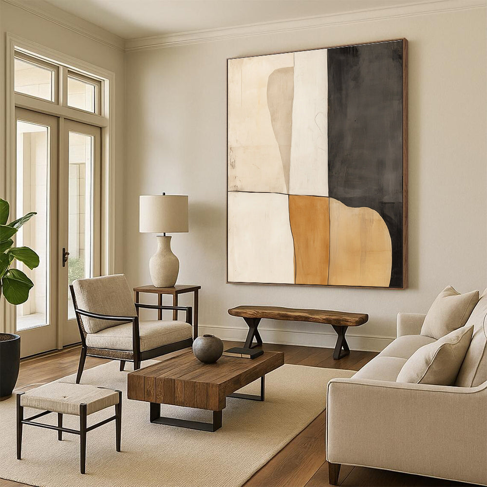 Neutral Tones Abstract Painting with Simple Shapes GER055