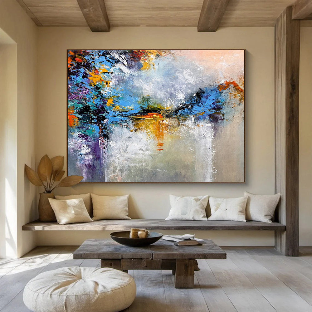 Colorful Reflection Abstract Painting with Vibrant - Mirror - Like Effects THY376