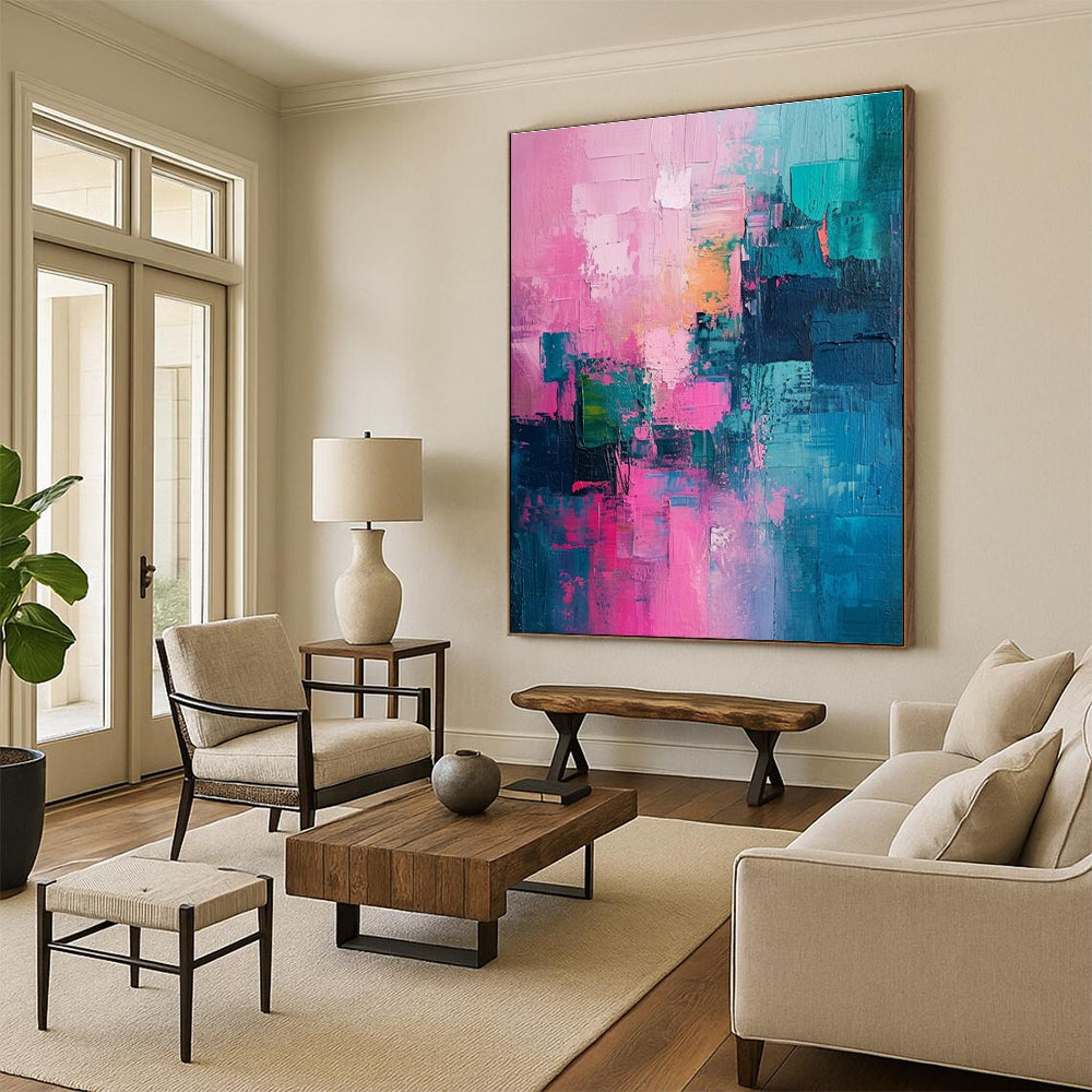 Oversized Custom Handmade Abstract Painting for Cottage Office Meeting Nook Wall and Bedroom Walk-in Closet Wall DLZ1909