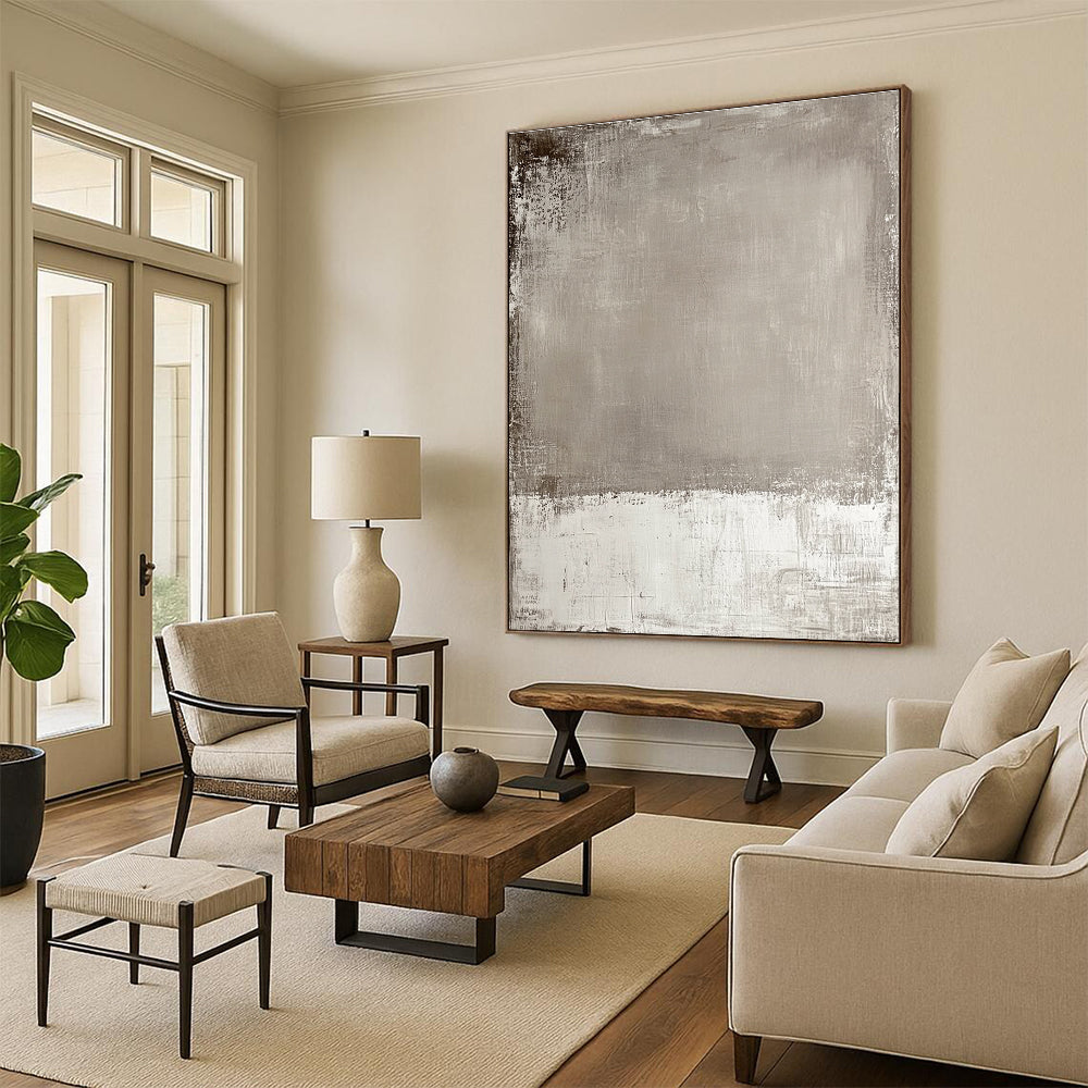 Gray Textured Abstract Painting with Soft Transitions GER122