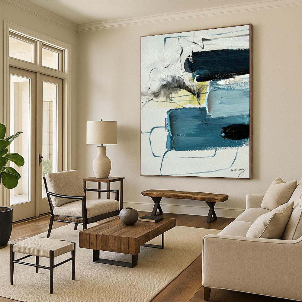 Large Hand - Painted Abstract Canvases for Hallway Skylights and Office Pantries DLZ0789