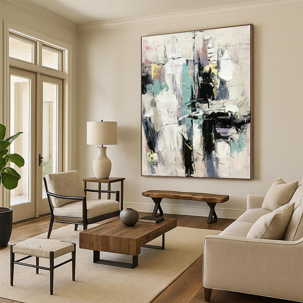 Ultra - Extended, Smart - Mirror - Integrated Custom Abstract Paintings for Living Room Functionality DLZ0498